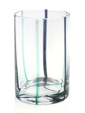 Impulse Clear Glass Tumbler with Green and Black Stripe Accents (set of 6)